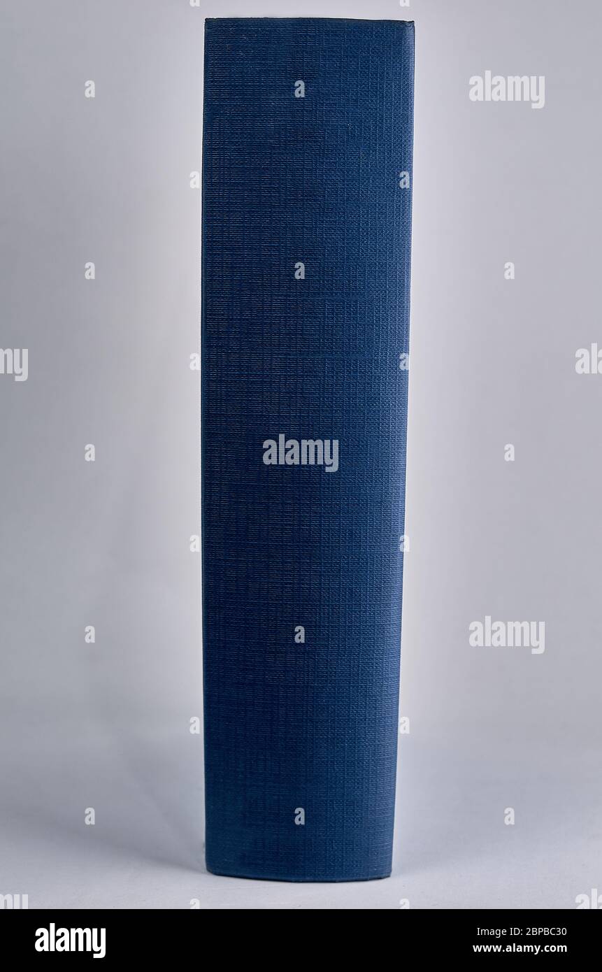 blue book on white background with copyspace Stock Photo