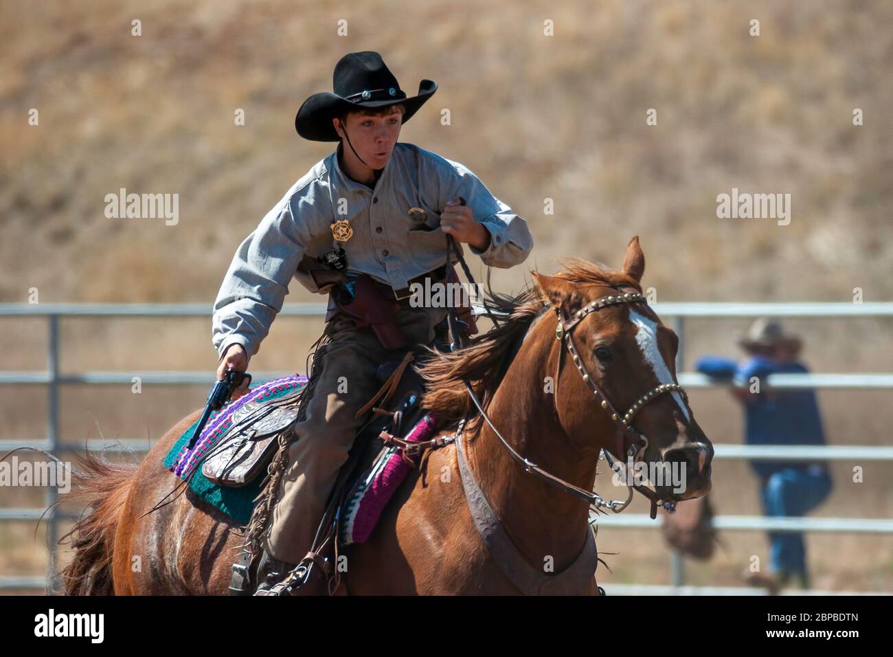 Horse cowboy competition shooting hires stock photography and images