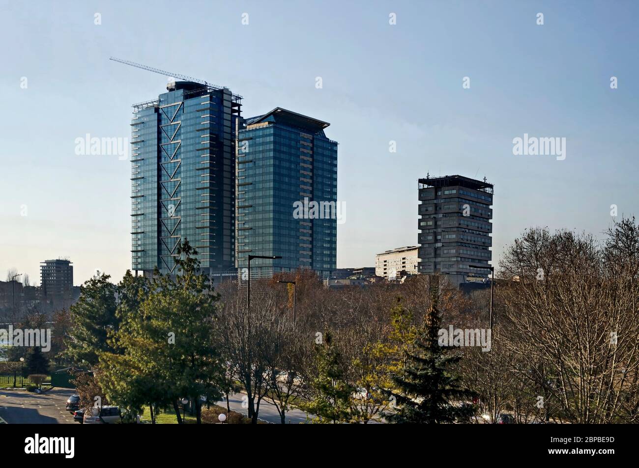 A residential neighborhood with new modern contemporary houses in the Bulgarian capital Sofia, Bulgaria Stock Photo