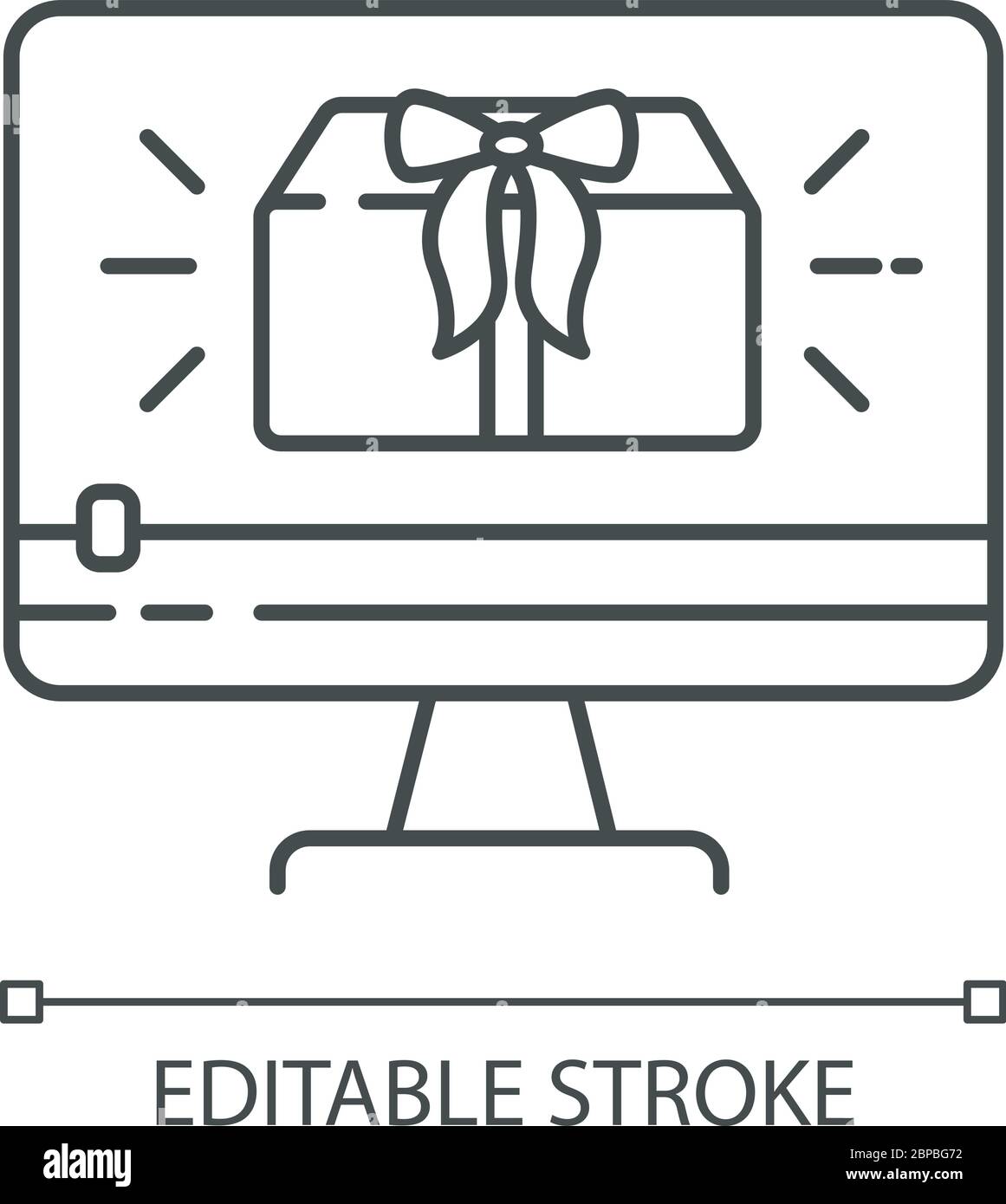 Unboxing video pixel perfect linear icon Stock Vector