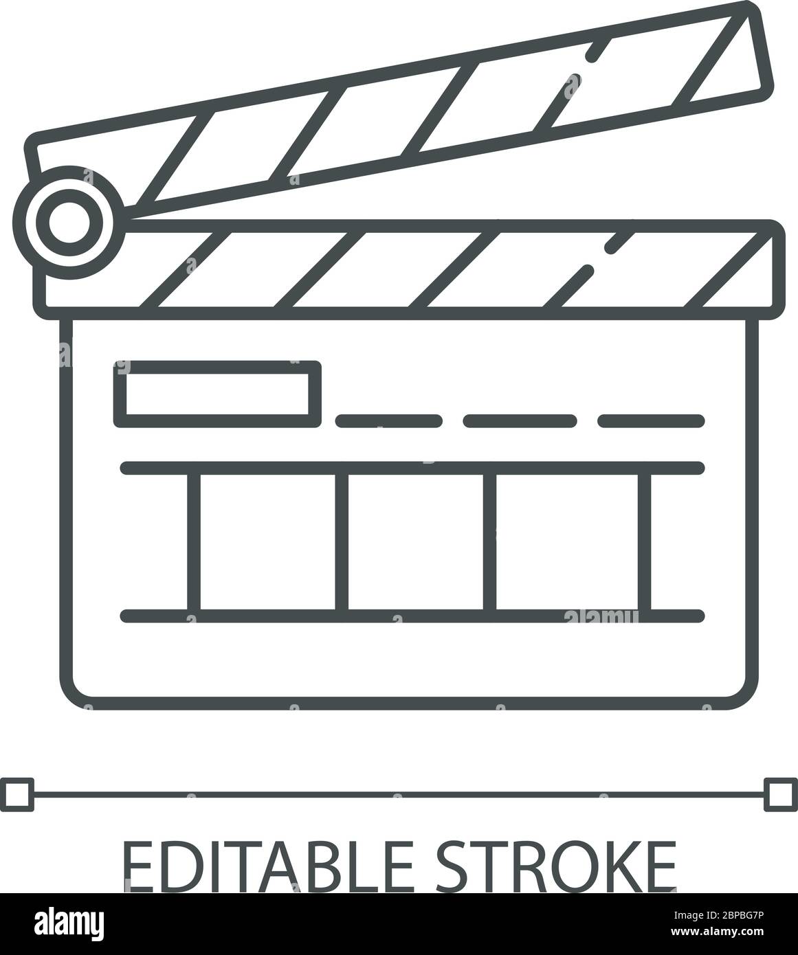 Clapperboard pixel perfect linear icon Stock Vector