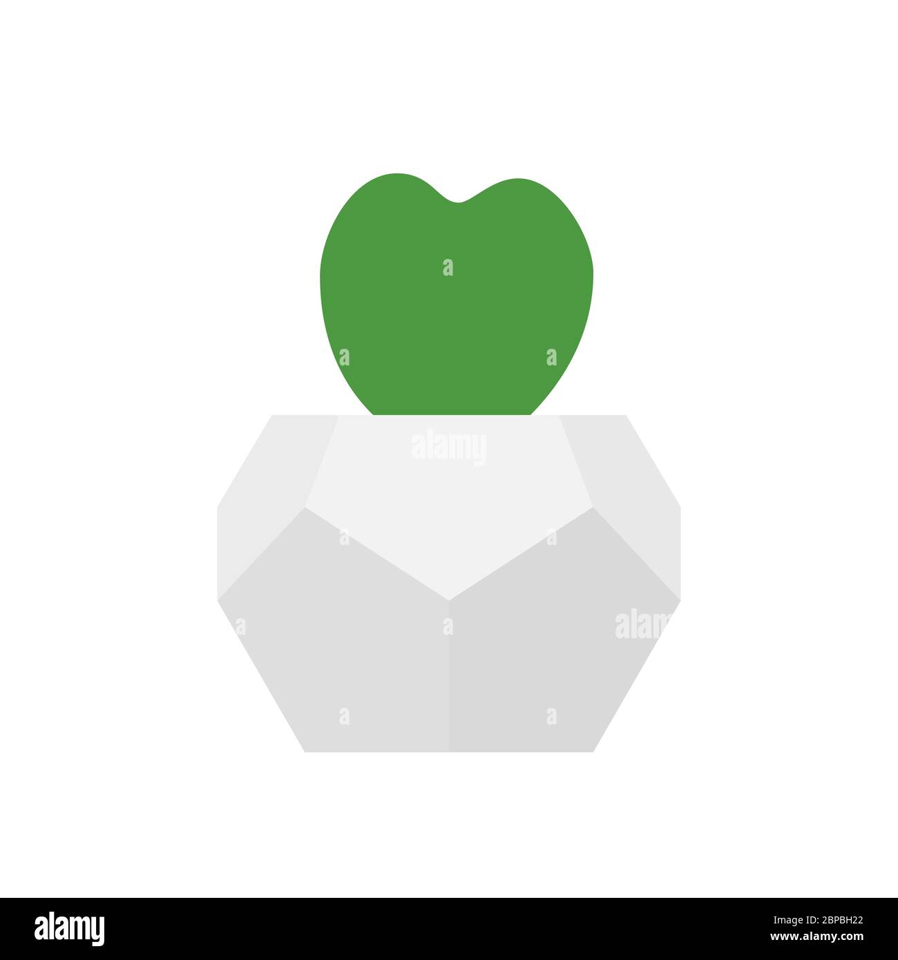 Hoya kerrii in geometric flower pot. Vector illustration of trendy heart shape succulent plant in concrete white planter Stock Vector