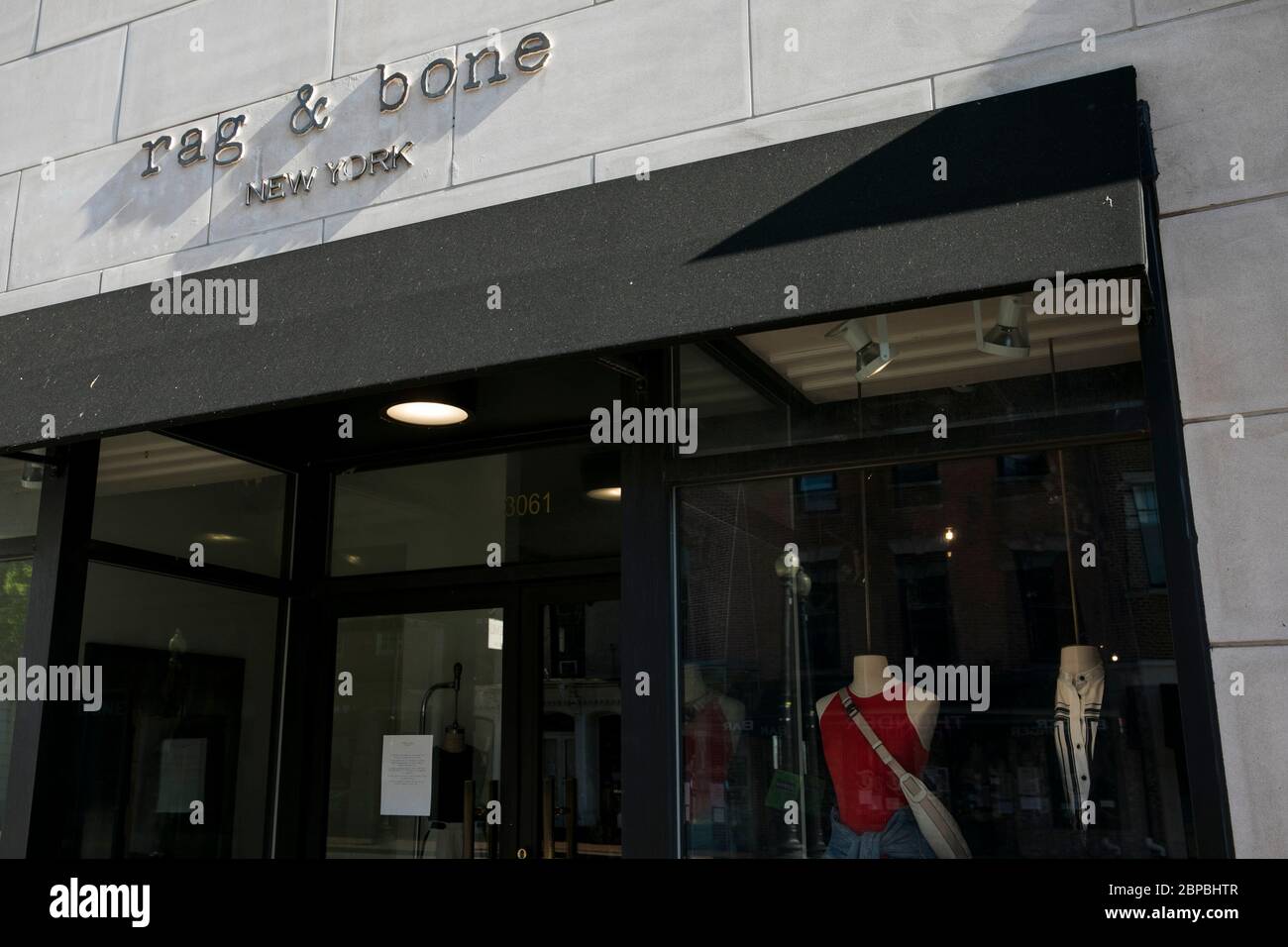 A logo sign outside of a rag & bone retail store location in Washington, D.C., on May 9, 2020. Stock Photo