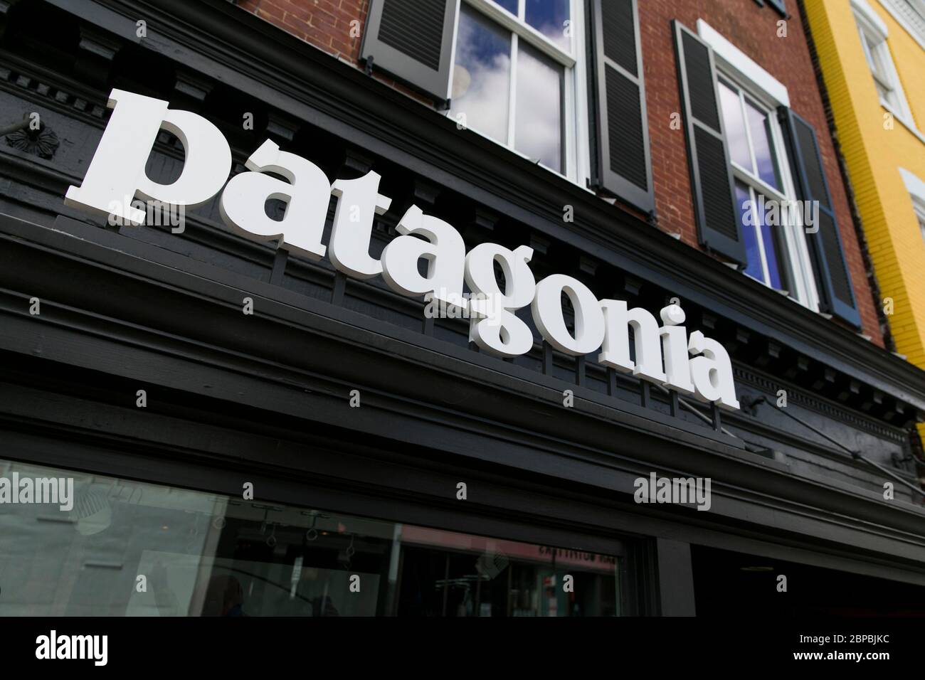 A logo sign outside of a Patagonia retail store location in Washington,  D.C., on May 9, 2020 Stock Photo - Alamy