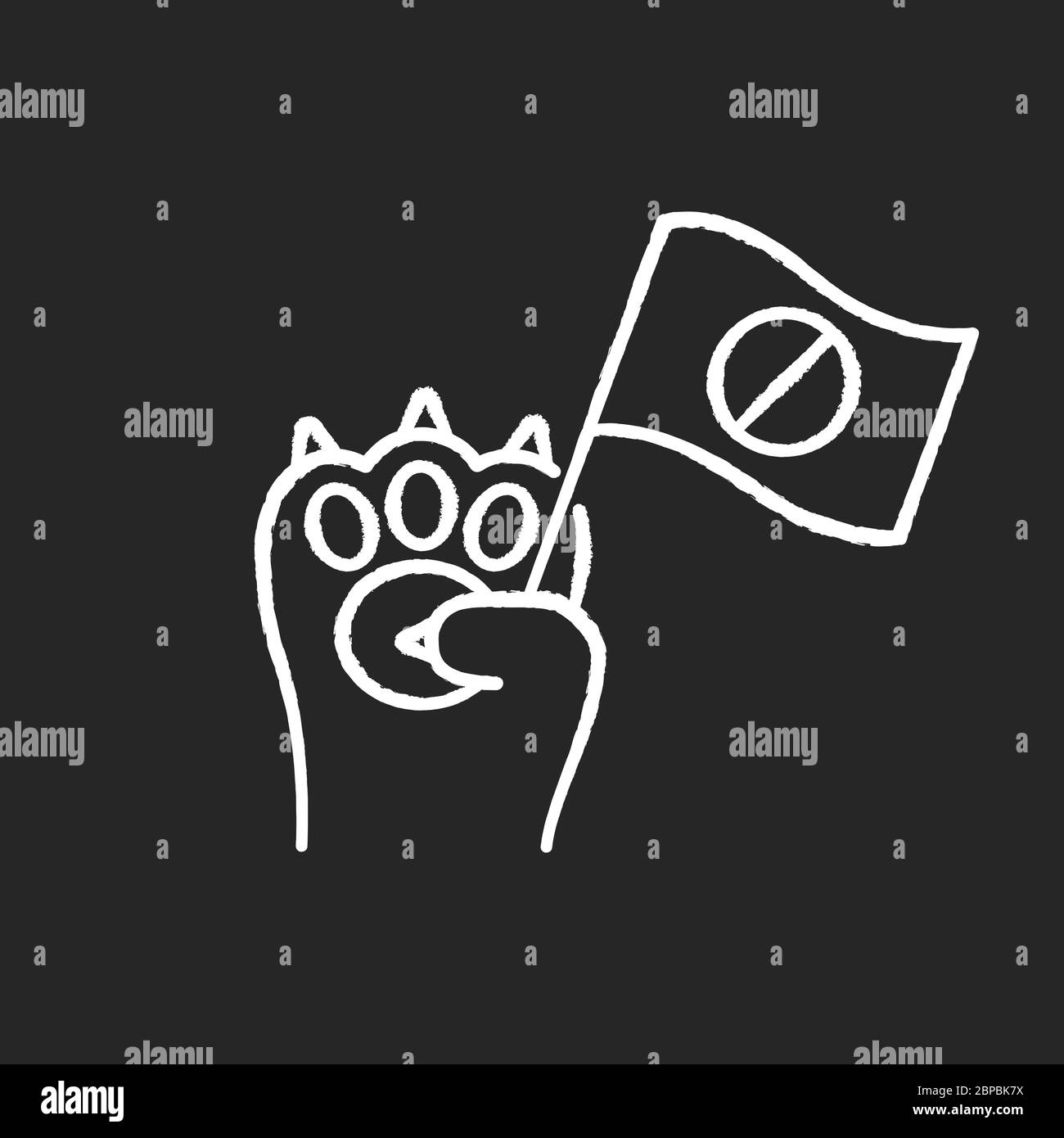 Animal rights chalk white icon on black background Stock Vector Image