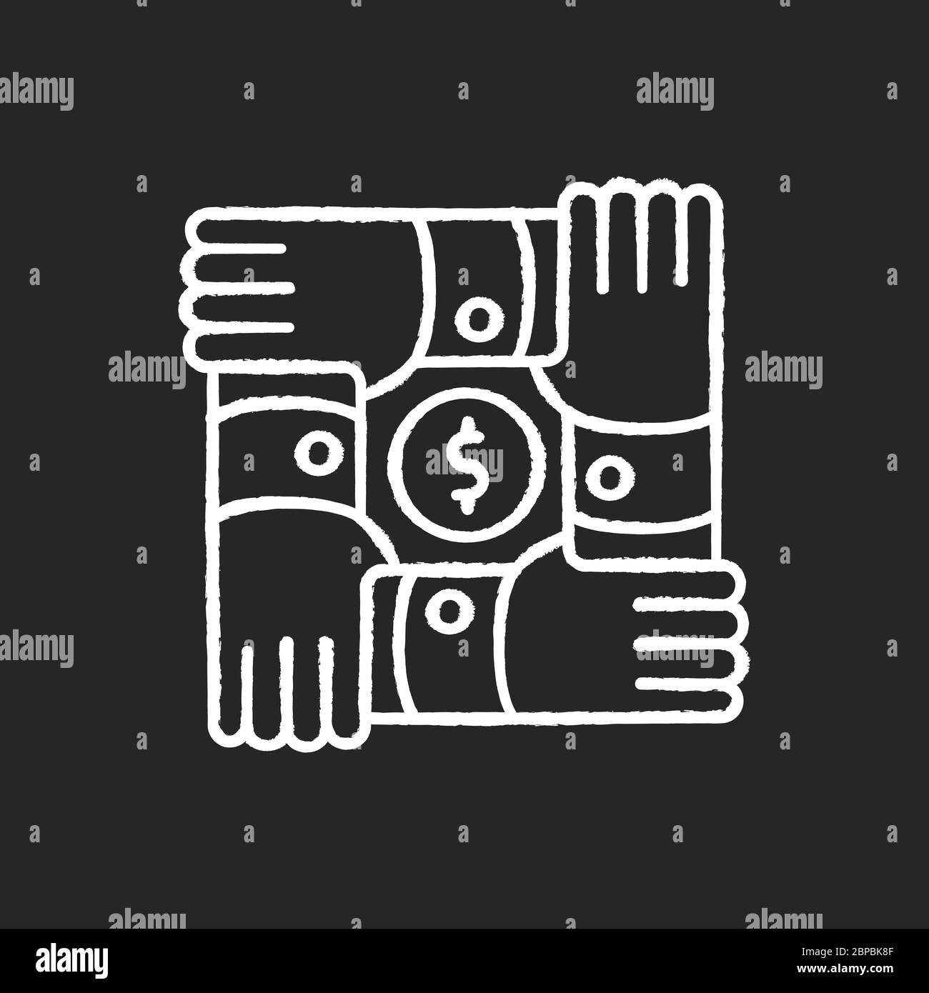 Community foundation chalk white icon on black background Stock Vector