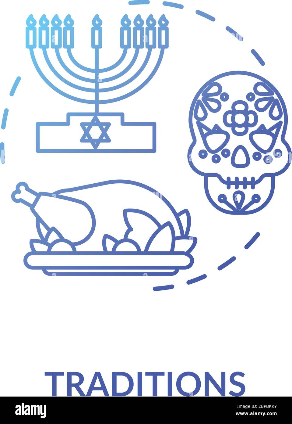 Tradition blue gradient concept icon Stock Vector