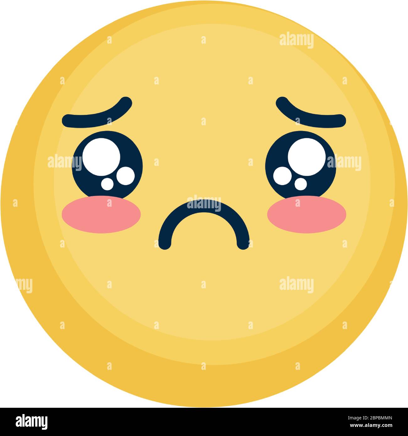 cute sad emoji icon over white background, flat style, vector ...