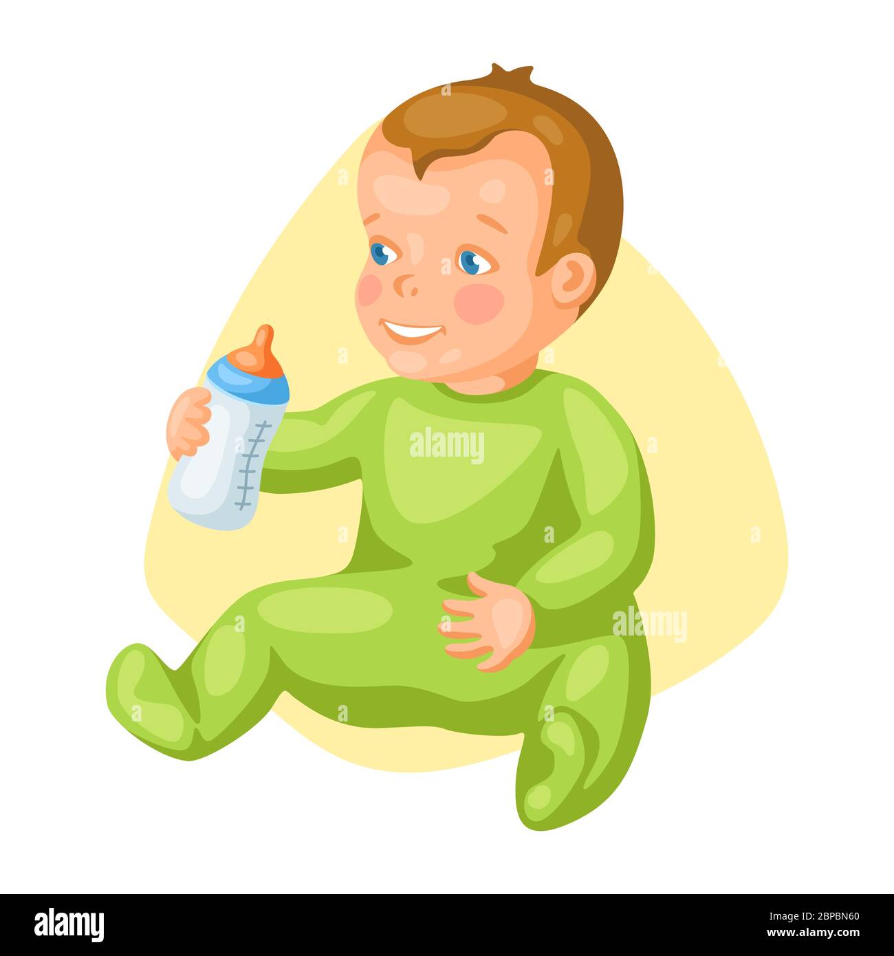 Illustration of cute little baby with bottle of milk Stock Vector Image ...