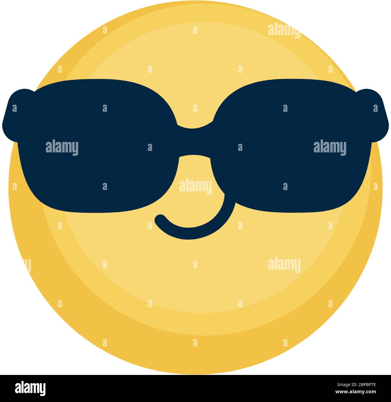 cool emoji with sunglasses icon over white background, flat style