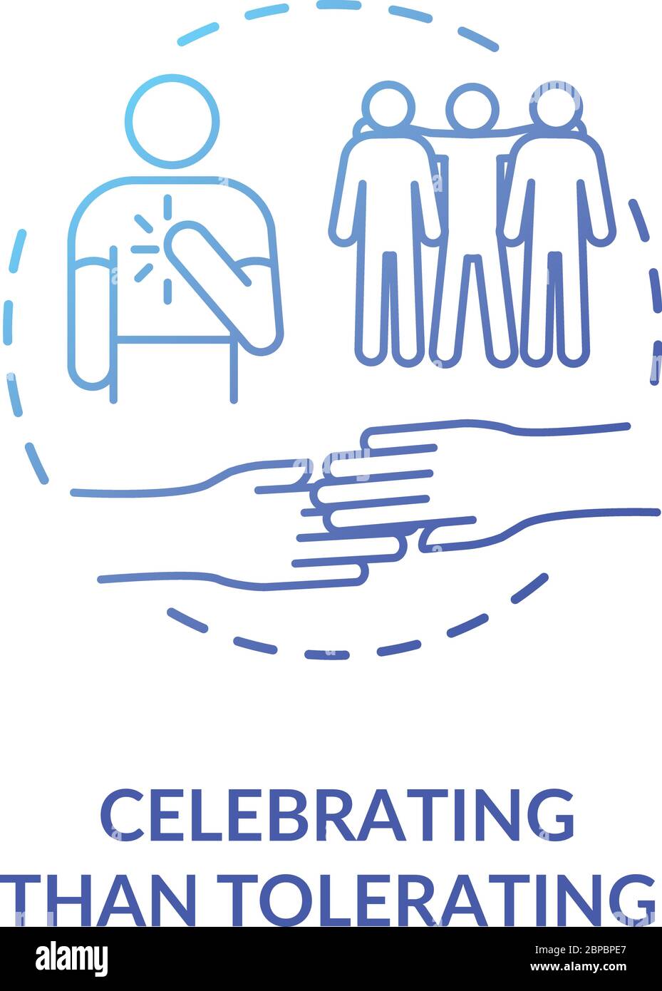 Celebrating than tolerating blue gradient concept icon Stock Vector