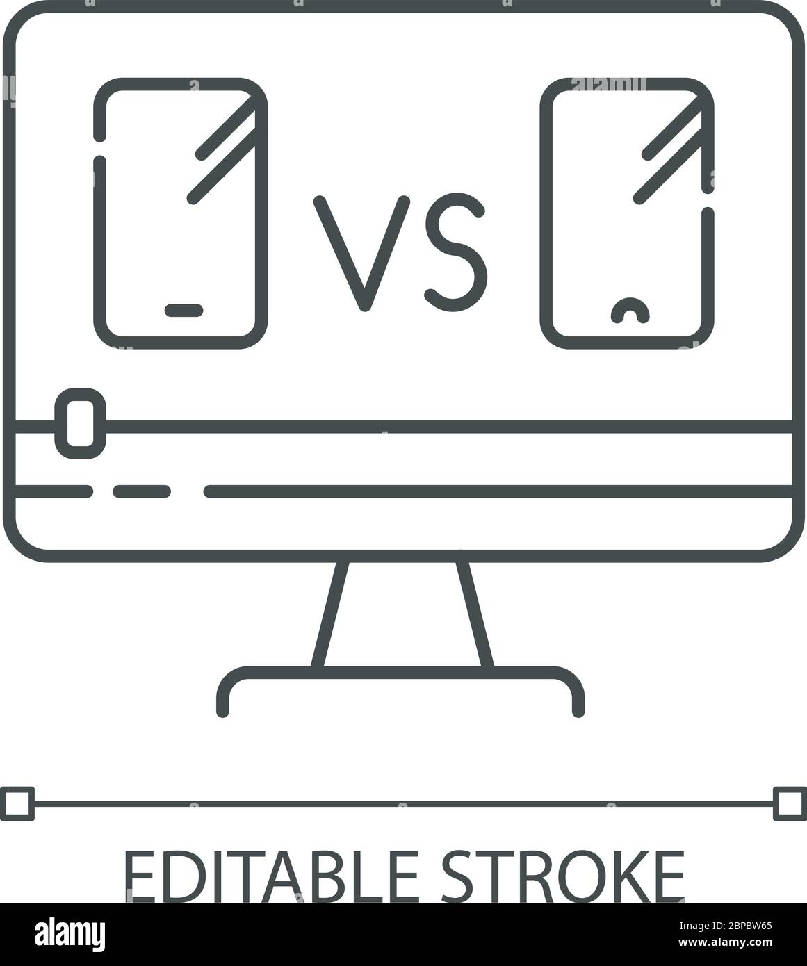 Smartphone comparison video pixel perfect linear icon Stock Vector