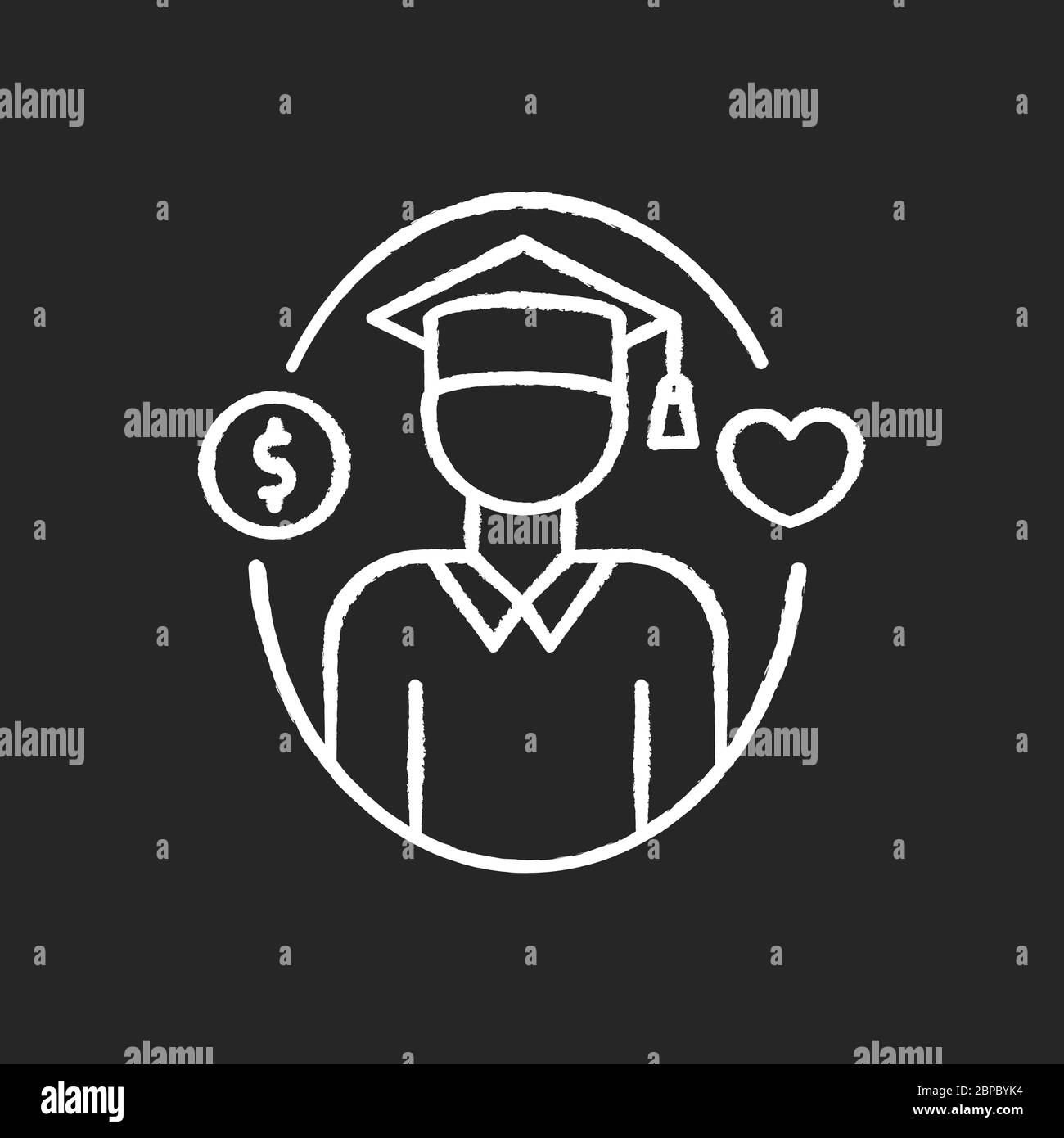 Support for students chalk white icon on black background Stock Vector ...