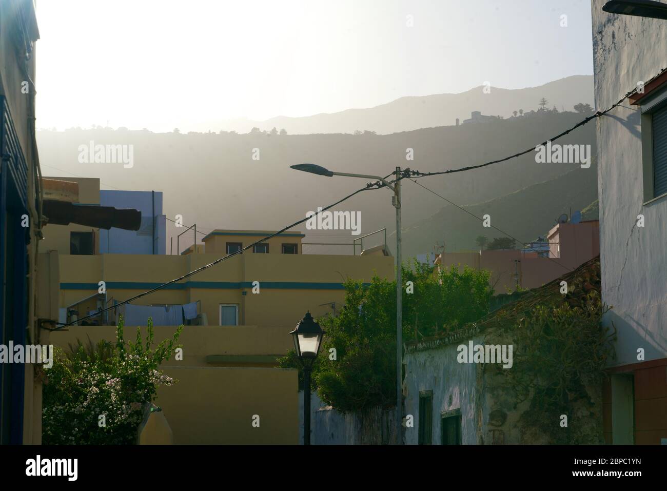 Santa Cruz de La Palma in backlighting Stock Photo