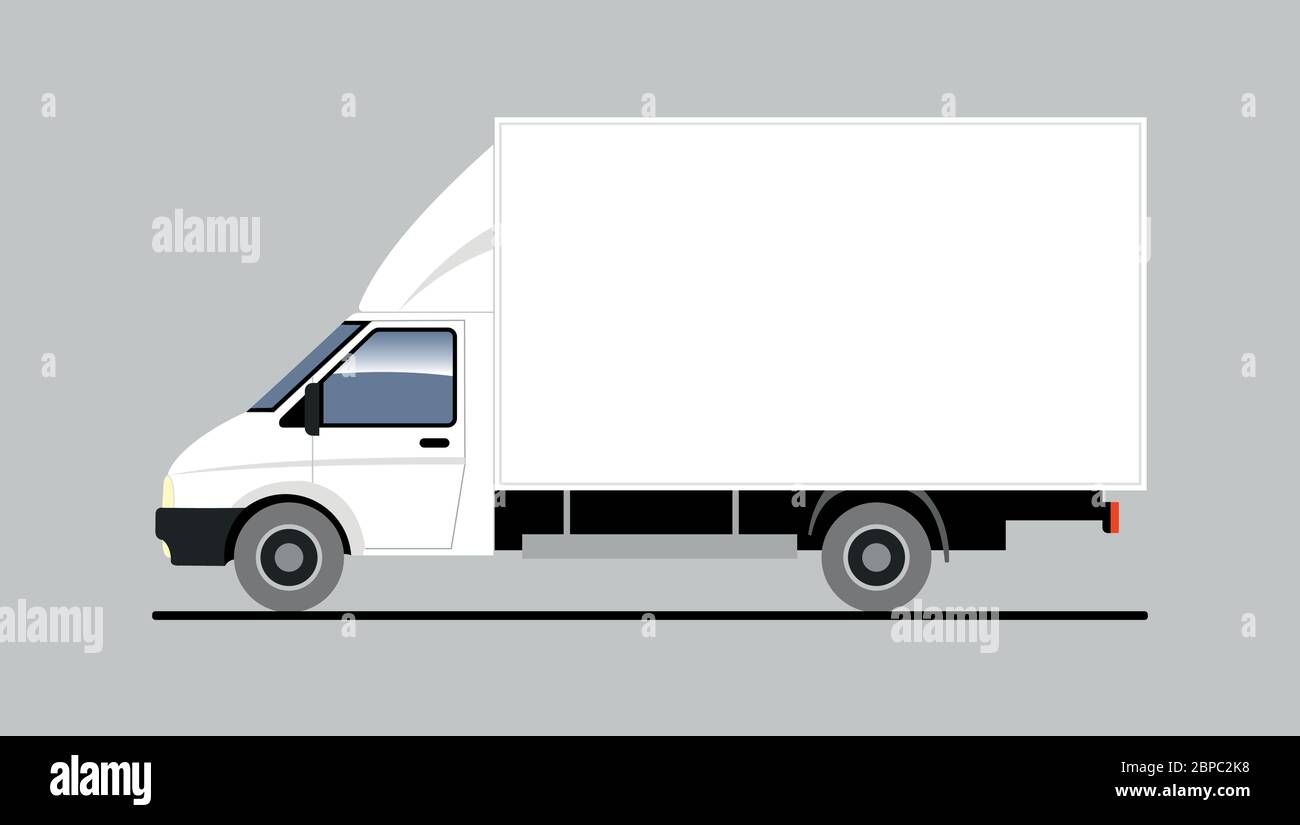 Vector truck, lorry, side view. White blank truck template for advertising. Freight transportation. Modern flat vector illustration Stock Vector