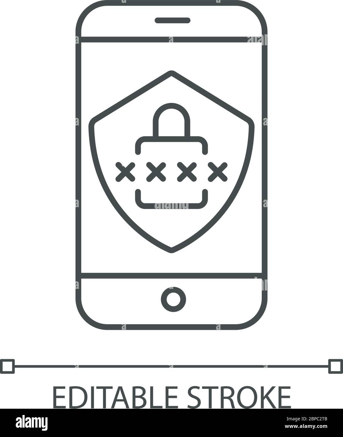 Smartphone security pixel perfect linear icon Stock Vector Image & Art ...