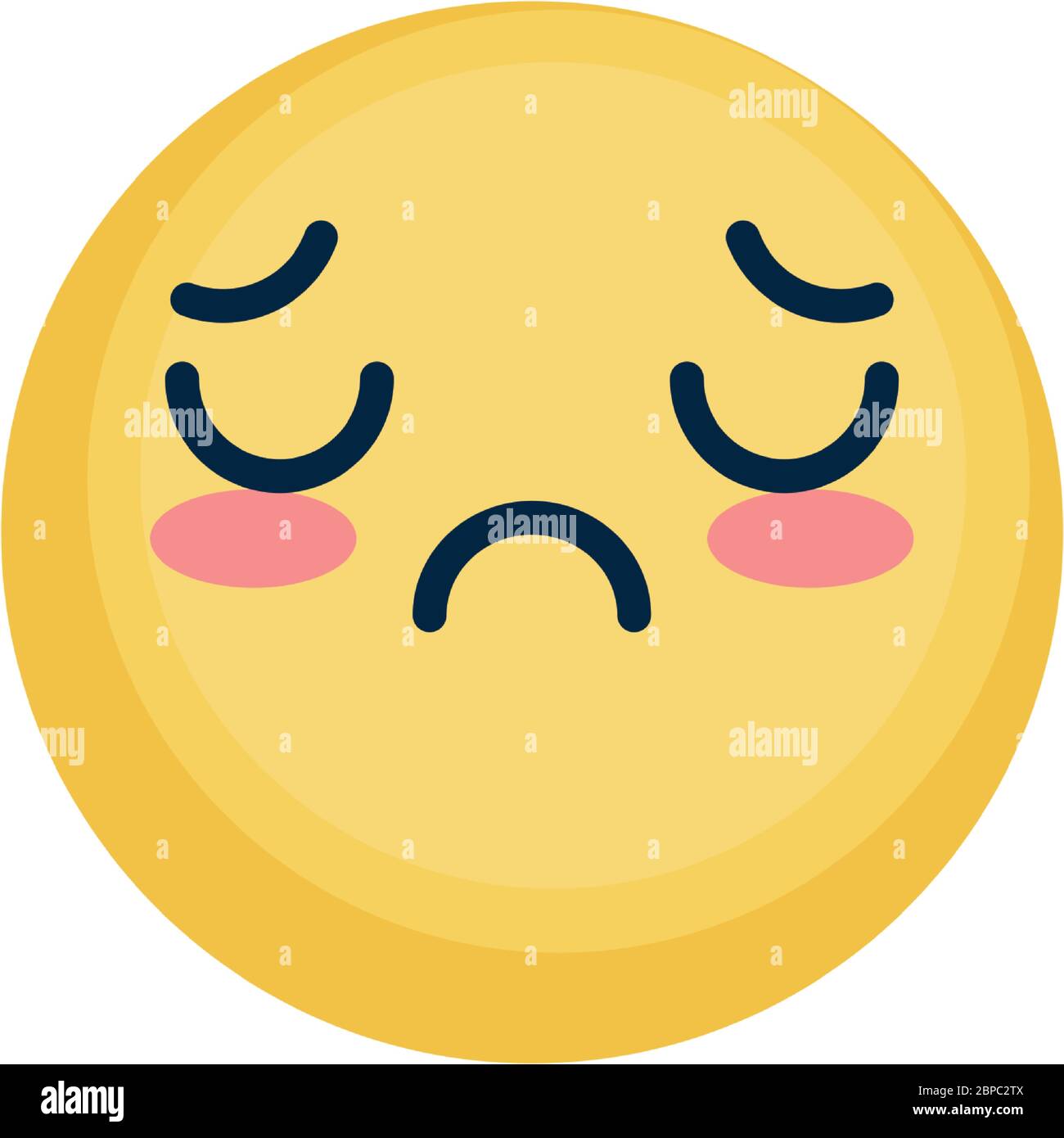 cute sad emoji face icon over white background, flat style, vector ...