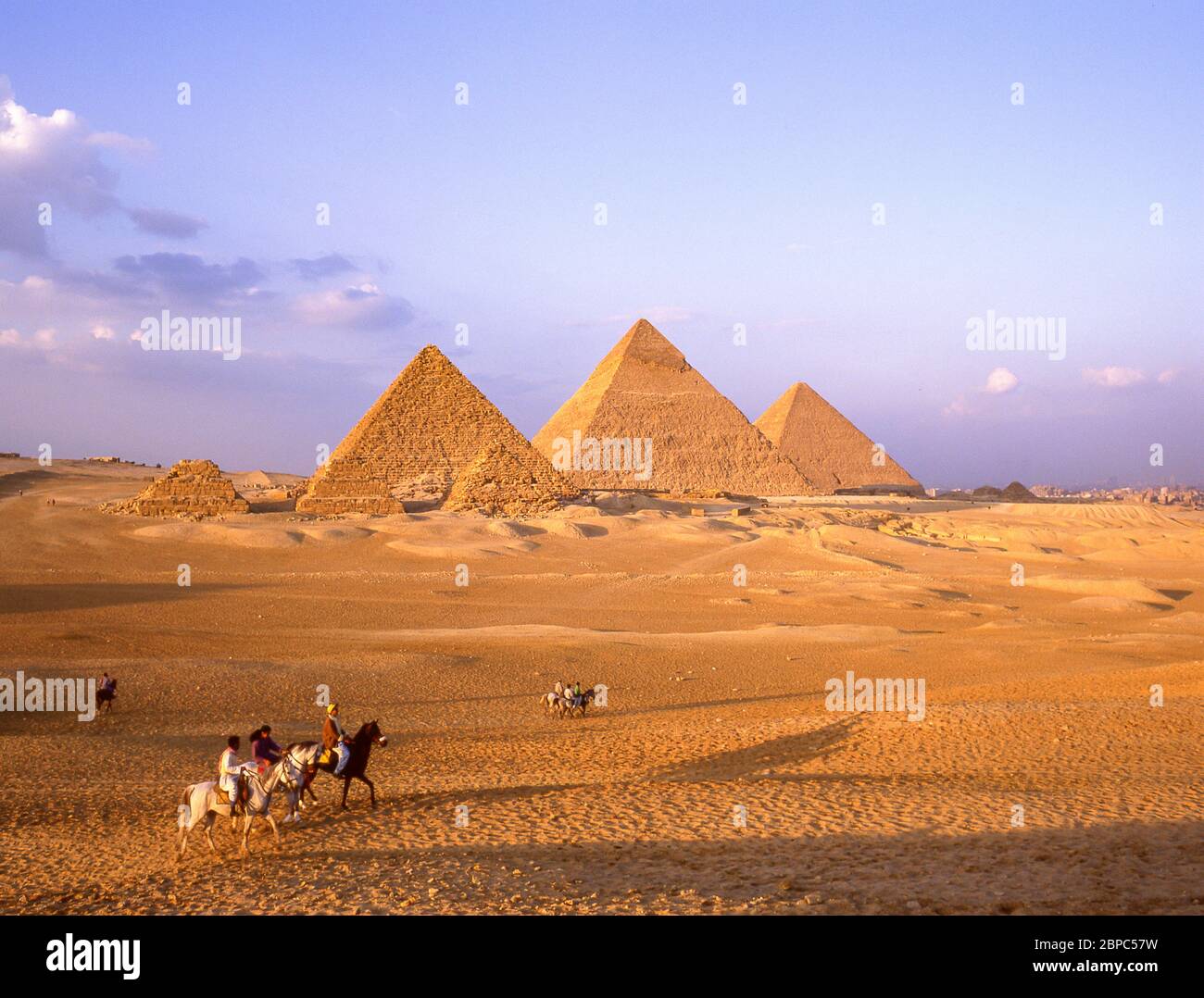The Great Pyramids of Giza, Giza, Giza Governate, Republic of Egypt Stock Photo