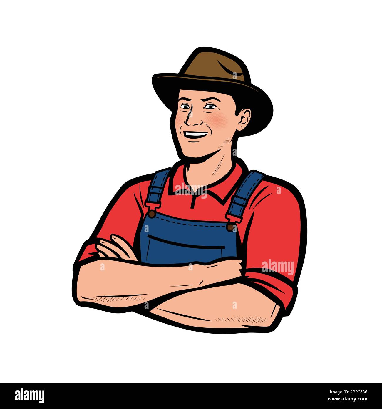 Happy farmer logo. Farming, agriculture vector illustration Stock ...