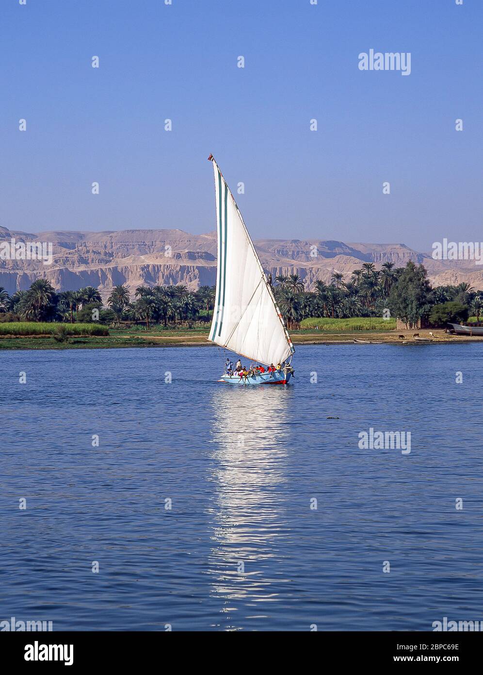 Feluccas on River Nile, Luxor, Luxor Governorate, Republic of Egypt Stock Photo