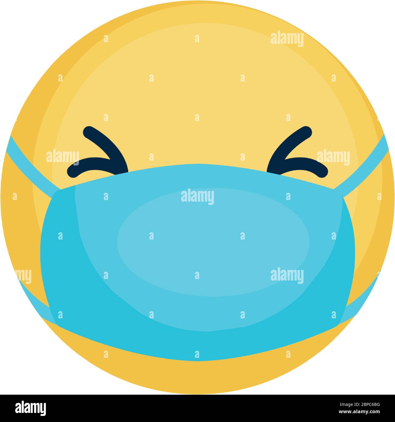 emoji with closed eyes and mouth mask icon over white background, flat