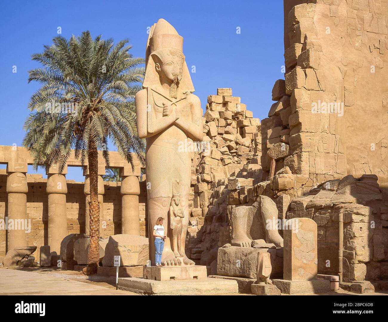 Colossal statue of Ramses II, Karnak Temple Complex, El-Karnak, near Luxor, Karnak Governorate, Republic of Egypt Stock Photo