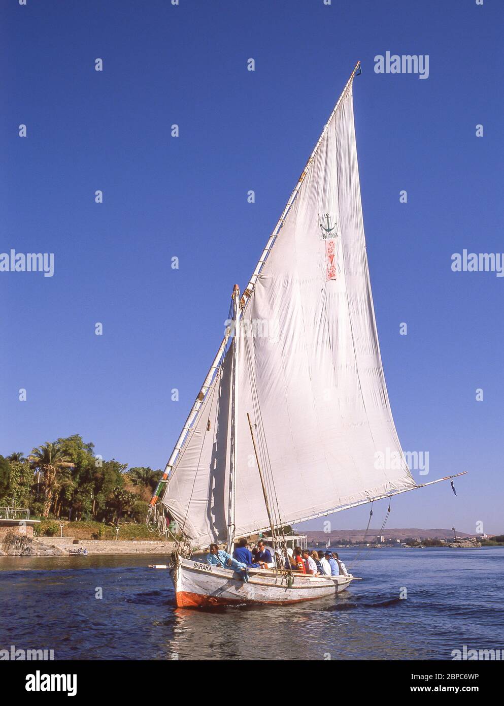 Felucca on River Nile, Luxor, Luxor Governorate, Republic of Egypt Stock Photo