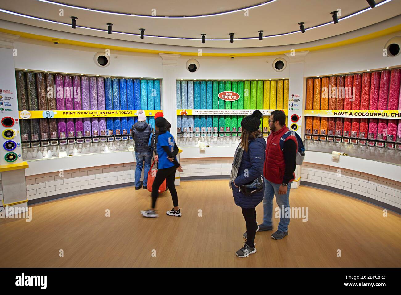 Wall to wall candy. M&Ms World, London. Stock Photo