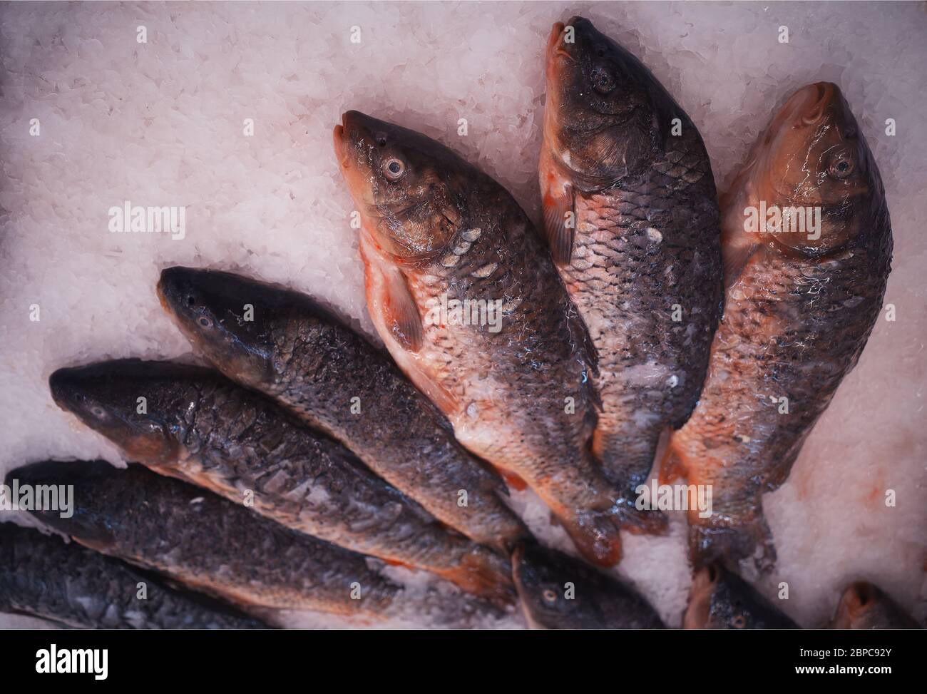 Fresh fish at supermarket texture background Stock Photo - Alamy