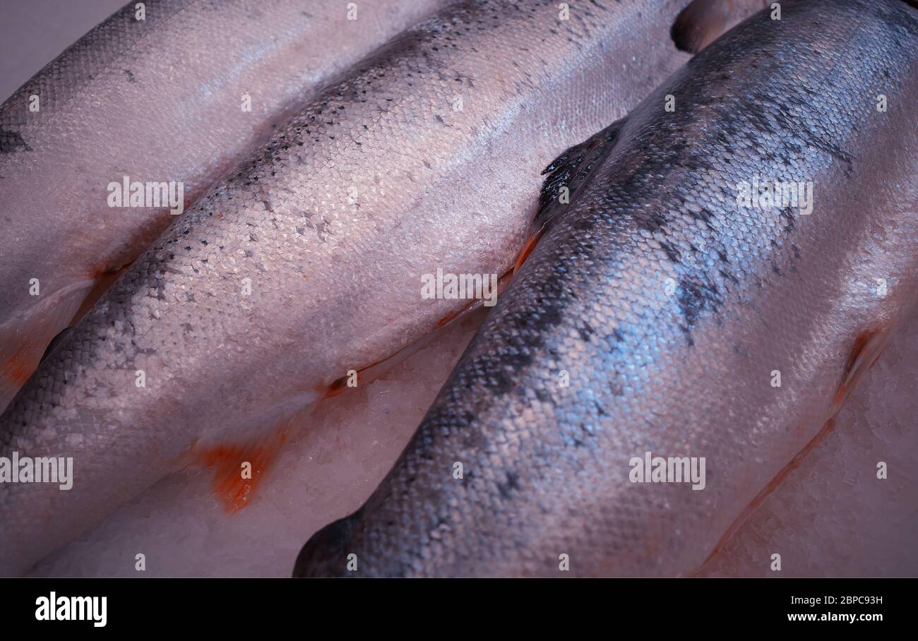 Fresh fish at supermarket texture background Stock Photo - Alamy