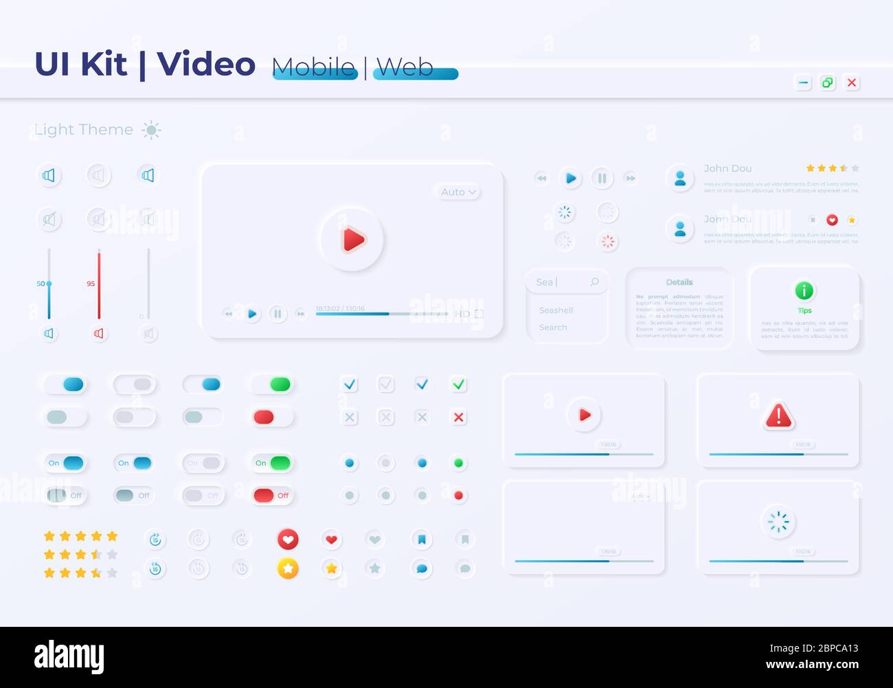 Multimedia options UI elements kit Stock Vector