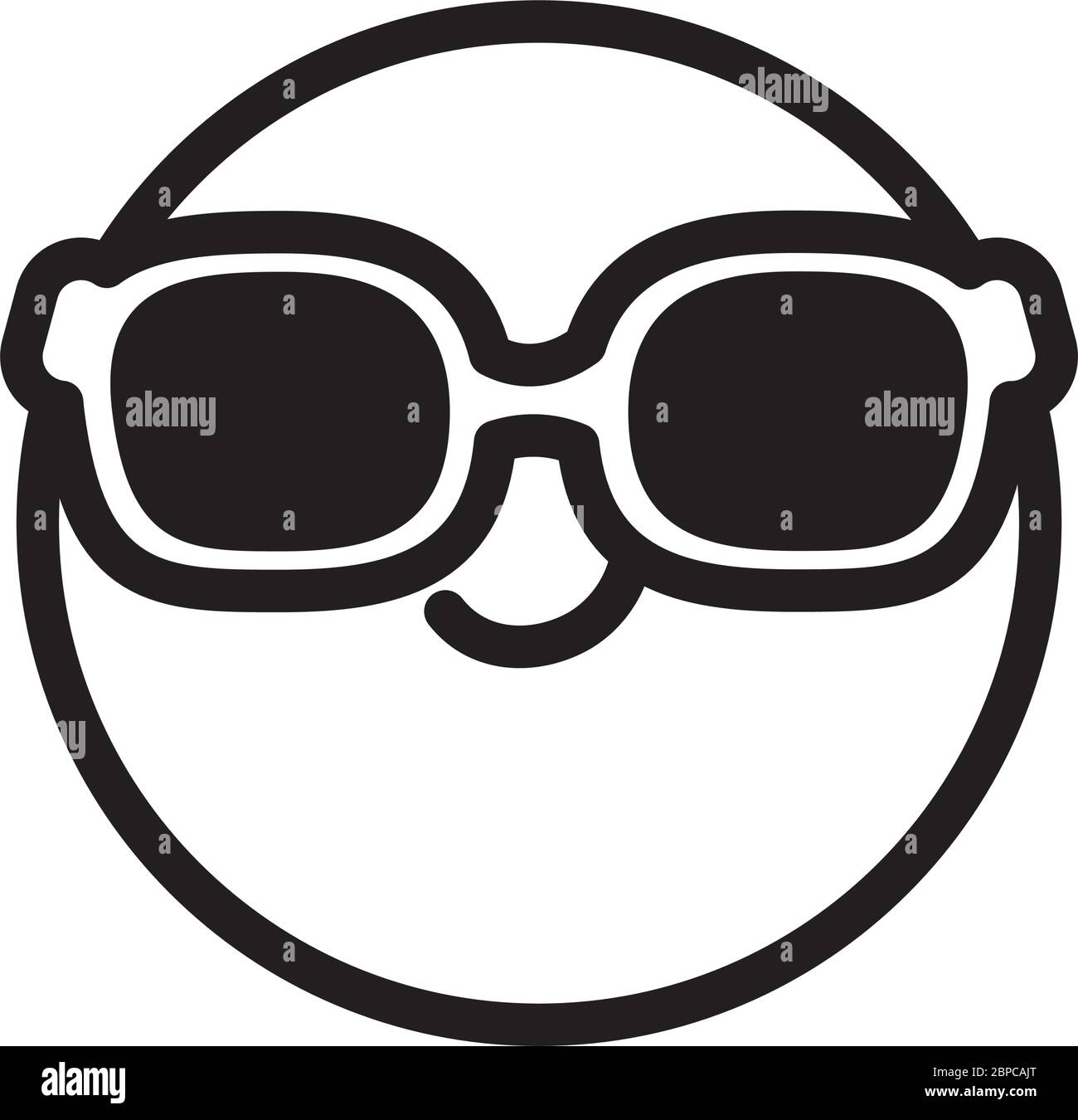 cool emoji with sunglasses icon over white background, line style