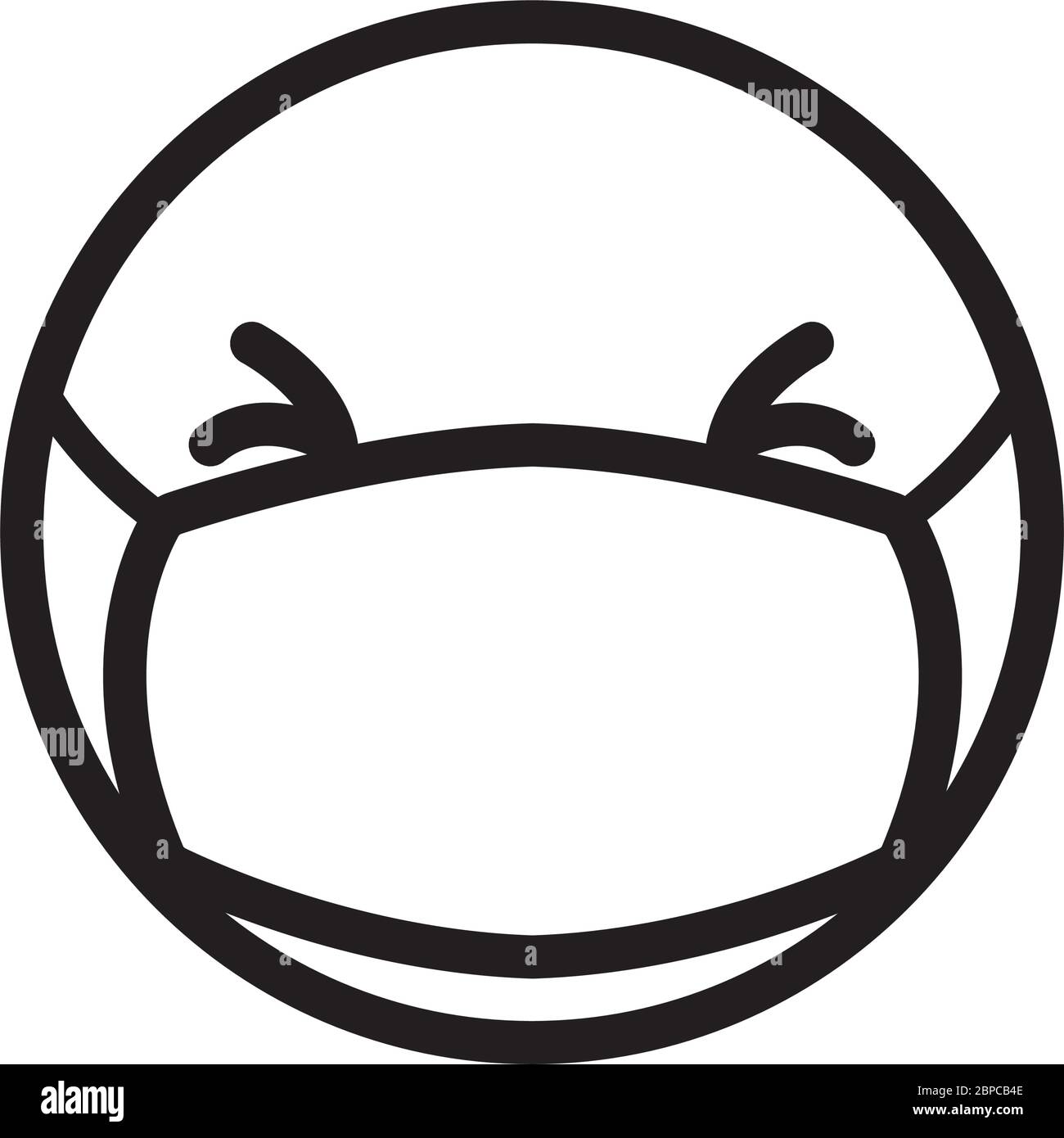 emoji with closed eyes and mouth mask icon over white background, line