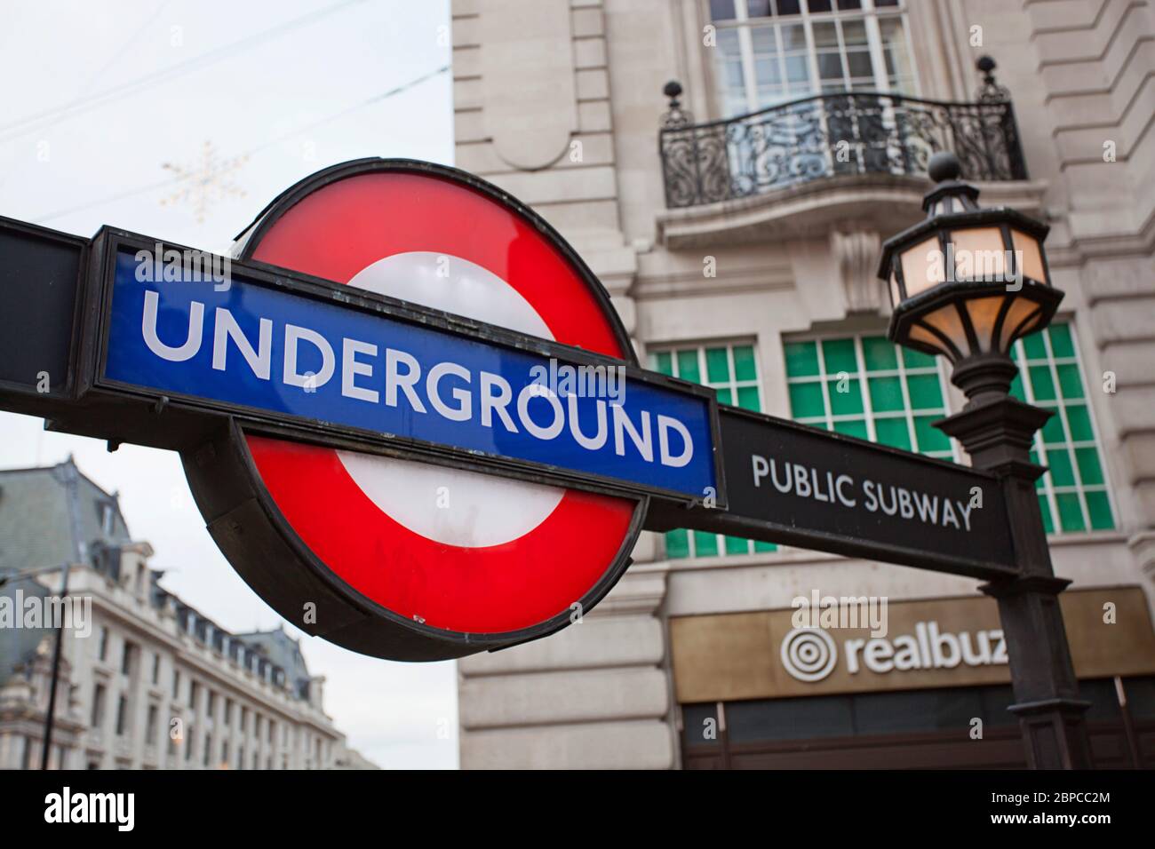 Underground Sign, Piccadilly Circus, London, United Kingdom Stock Photo