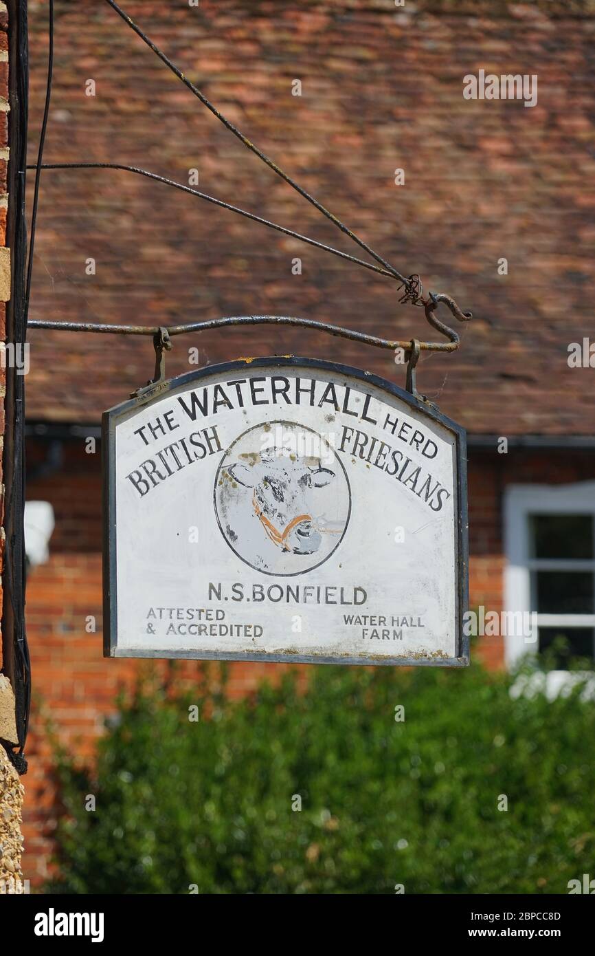 Old enamel farm sign at Whitwell Stock Photo