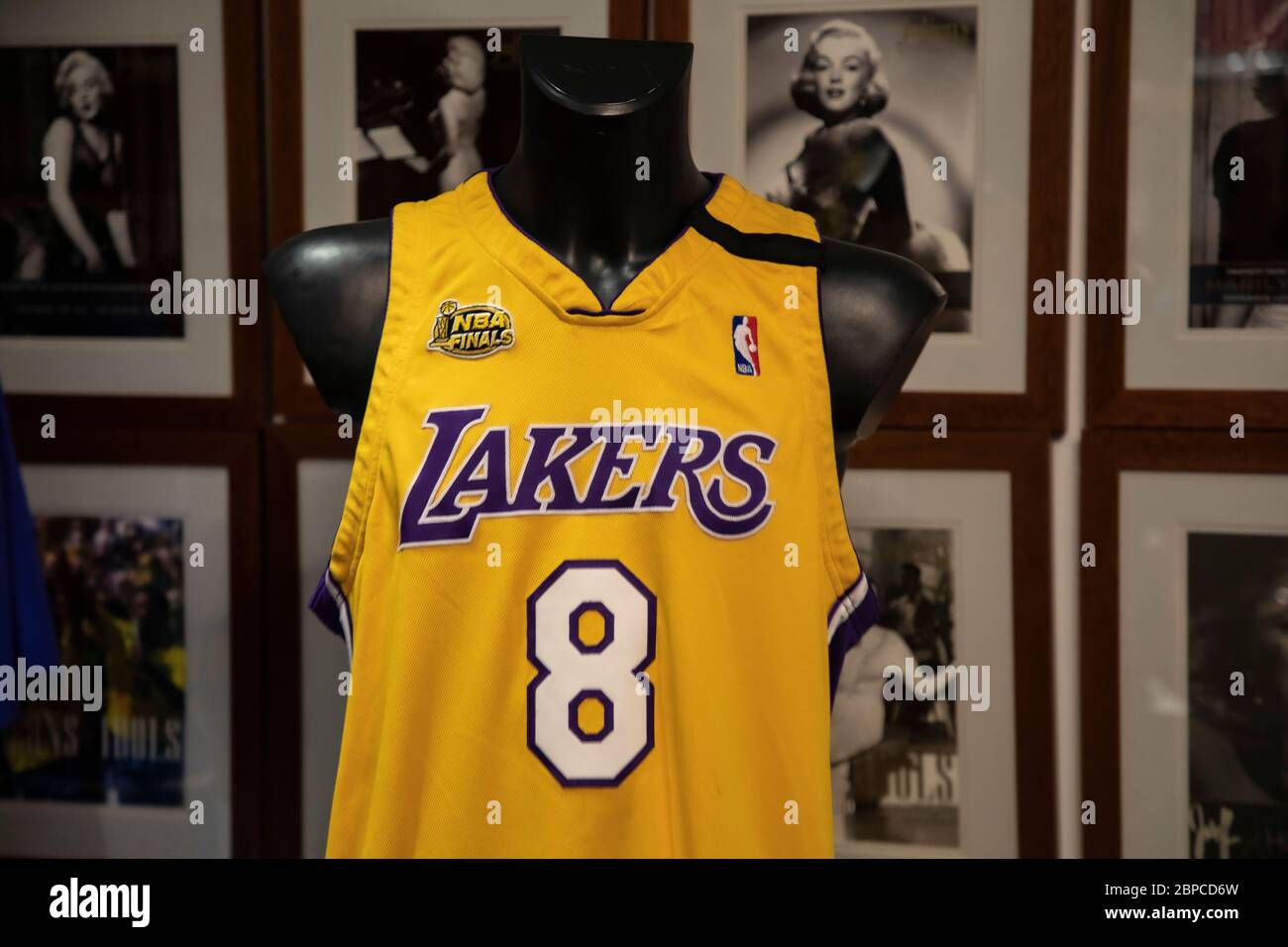 Culver City, USA. 18th May, 2020. Sports Legends featuring Lakers  basketball great Kobe Bryant at JulienÕs Auctions. 1999-2000 NBA Finals  game worn jersey by #8 L.A. Lakers Kobe Bryant. 5/18/2020 Culver City,