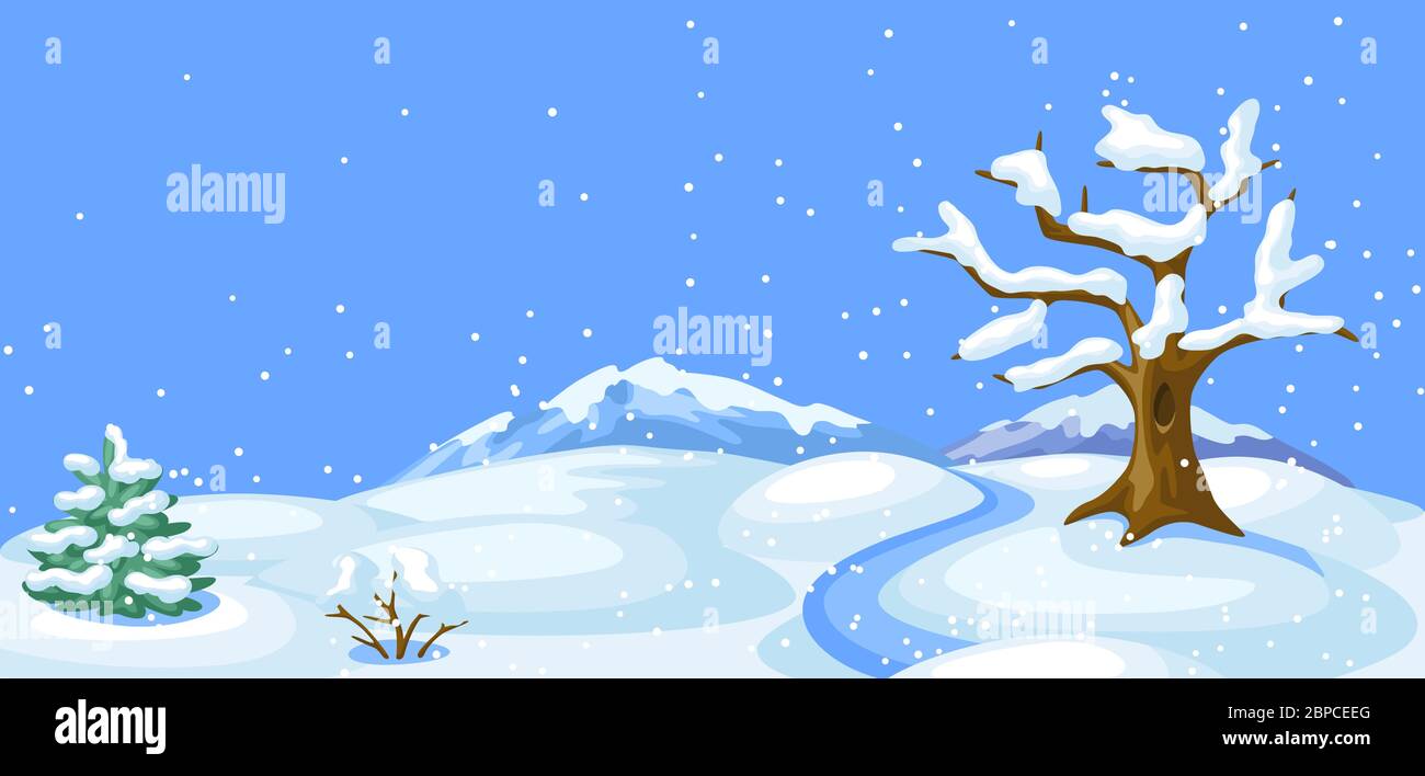 Winter landscape with trees, mountains and hills Stock Vector Image ...