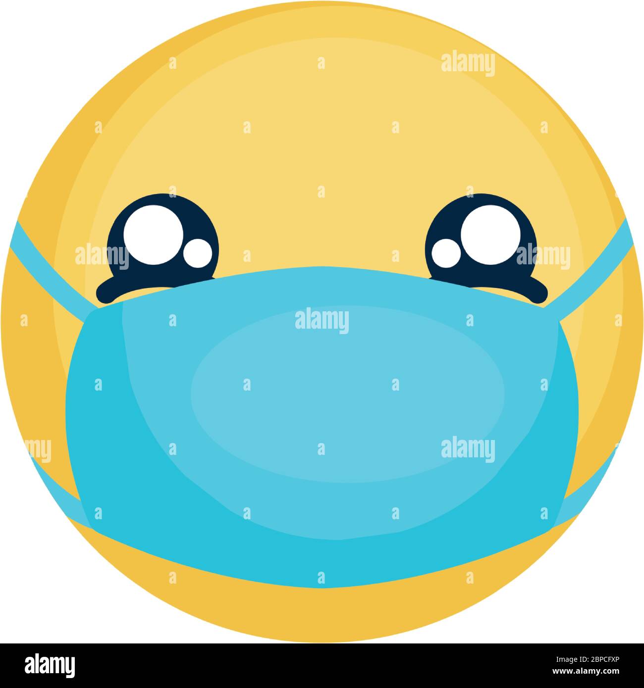 emoji with mouth mask over white background, flat style, vector