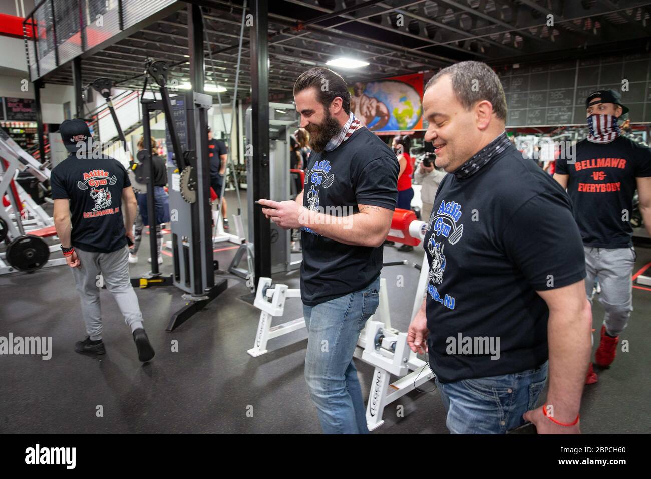 Bellmawr, New Jersey, USA. 18th May, 2020. Ian Smith, left, and Frank