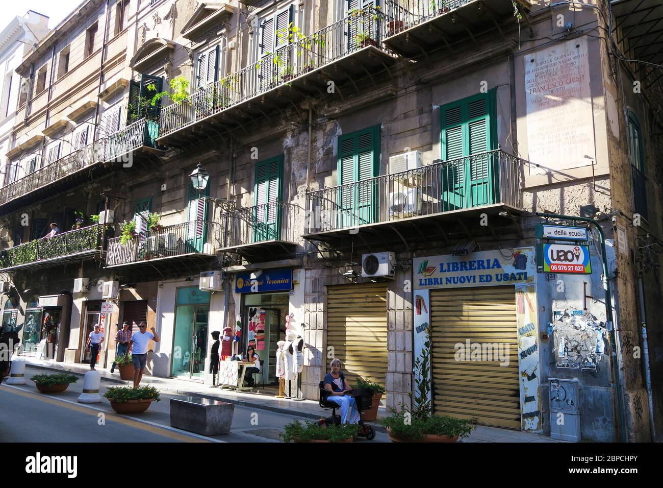 Old shops in Palermo, Sicily. Stock Photo