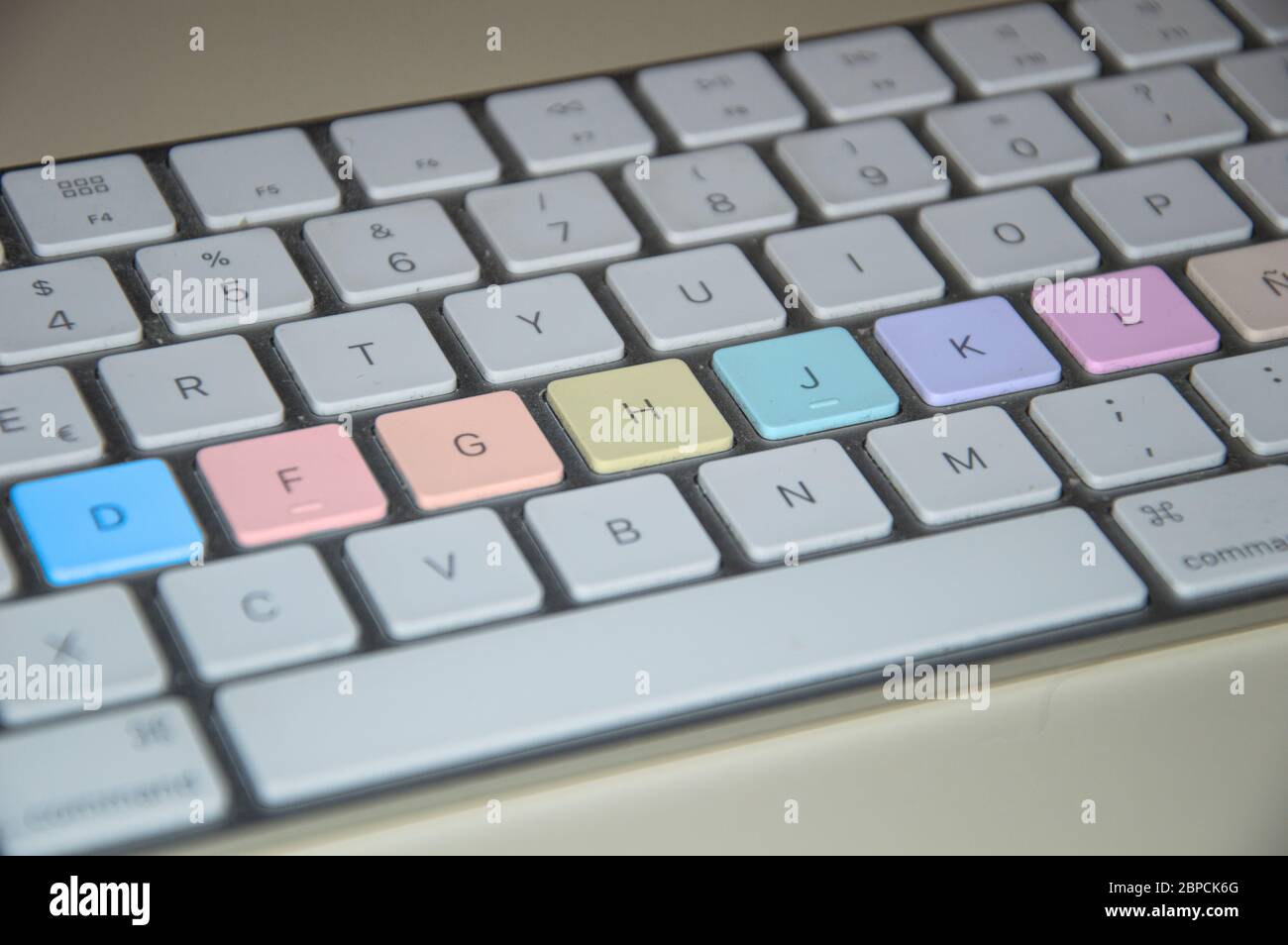 Computer keys with multiple light colors Stock Photo - Alamy