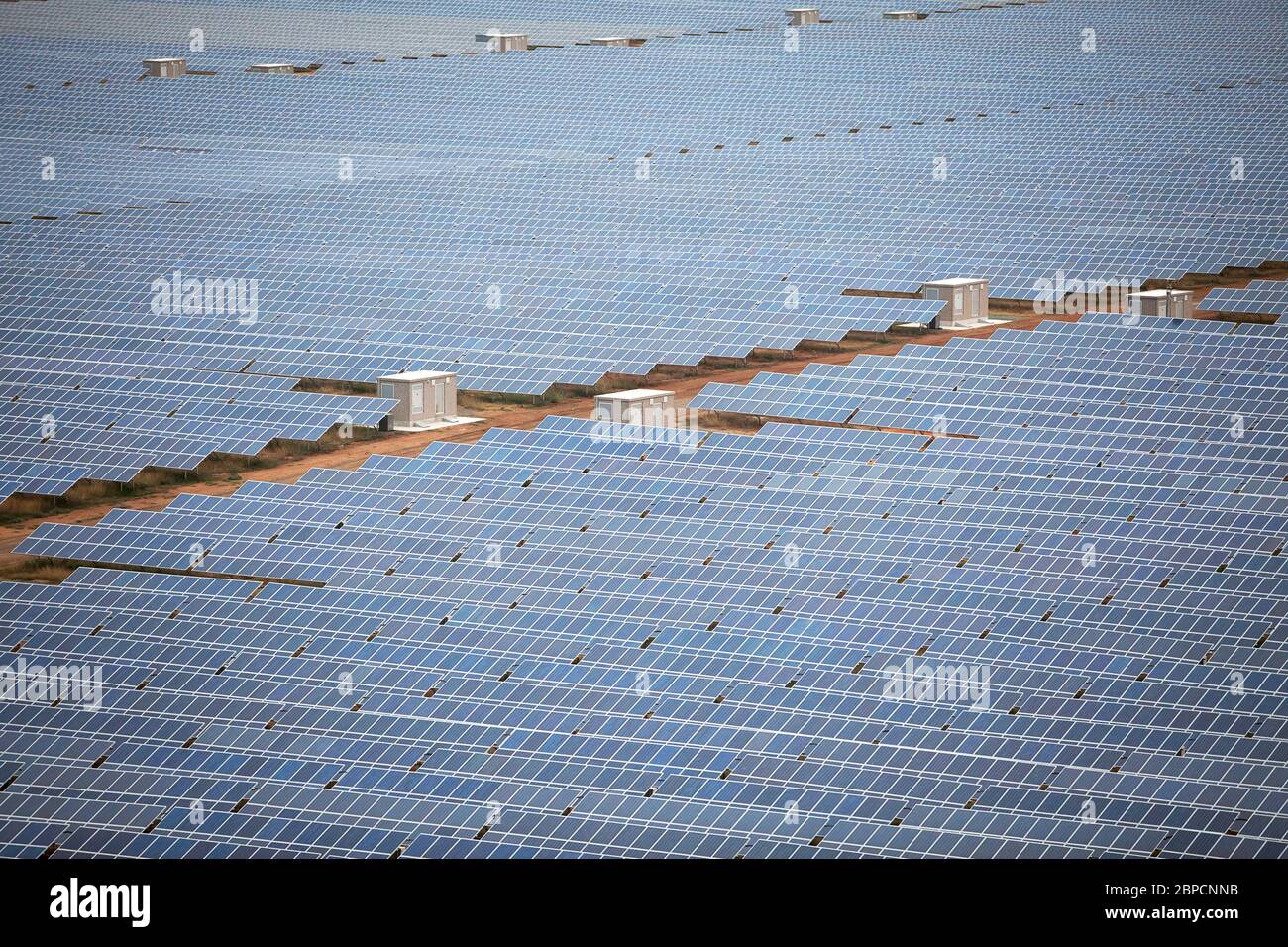 Network industrial solar photovoltaic stations. View from above Stock ...