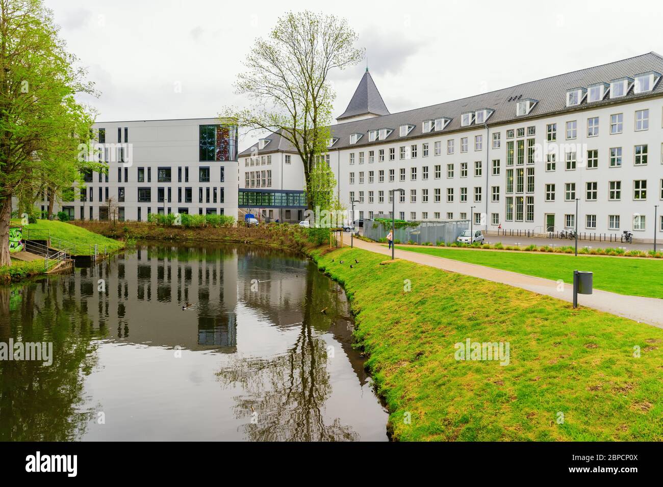 Moers, Germany - April 26, 2019: city hall of Moers. Moers is a district belonging city in the Lower Rhine Region of Germany Stock Photo