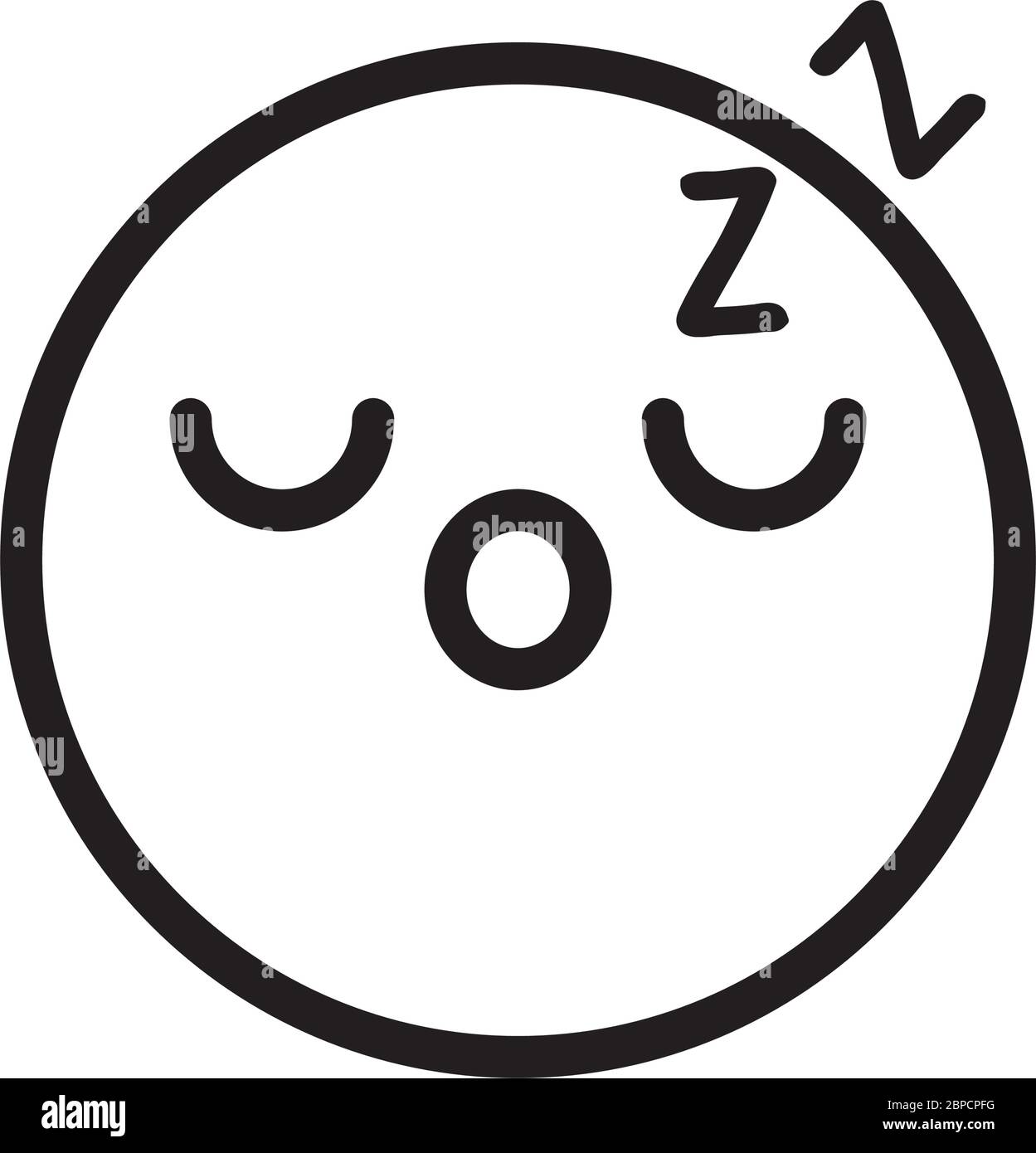 sleeping emoji icon over white background, line style, vector