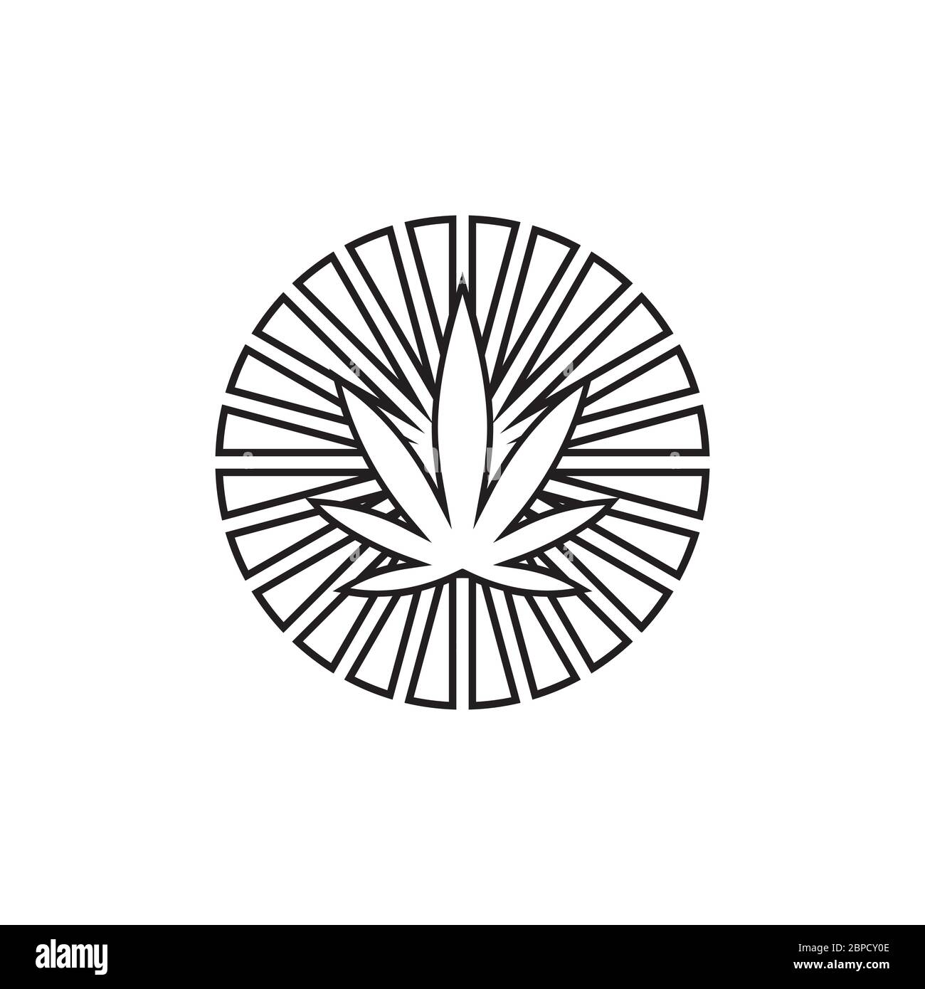 rays marijuana leaf icon vector concept isolated on white background Stock Vector