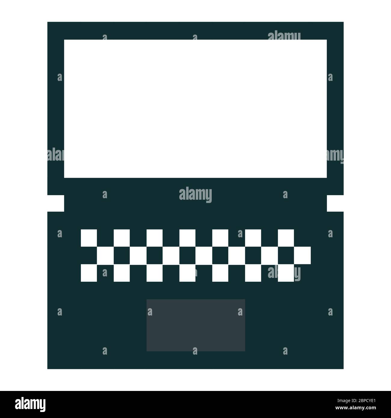 Block pixel rendered laptop keyboard & white display Stock Vector