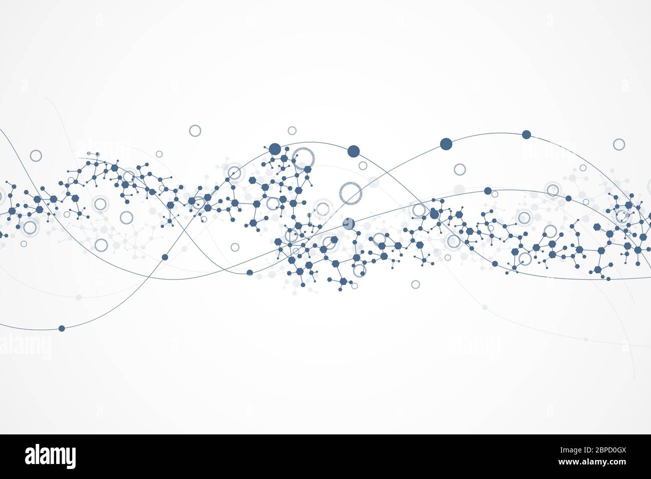 Science network pattern, connecting lines and dots. Technology hexagons structure or molecular connect elements. Stock Vector