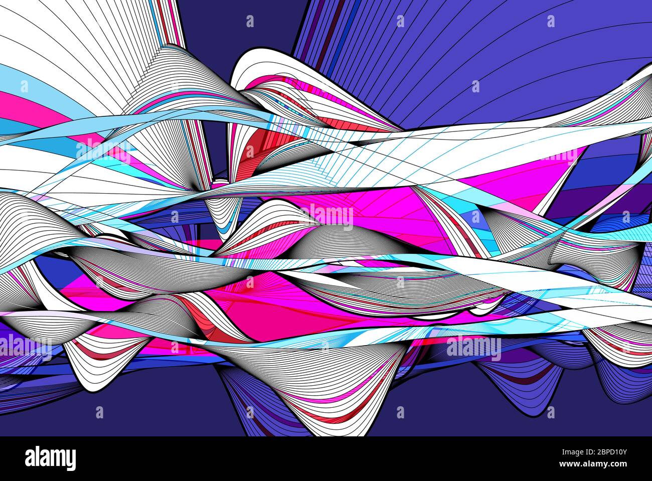 Vector illustration with graphic linear waves and strokes Stock Vector ...
