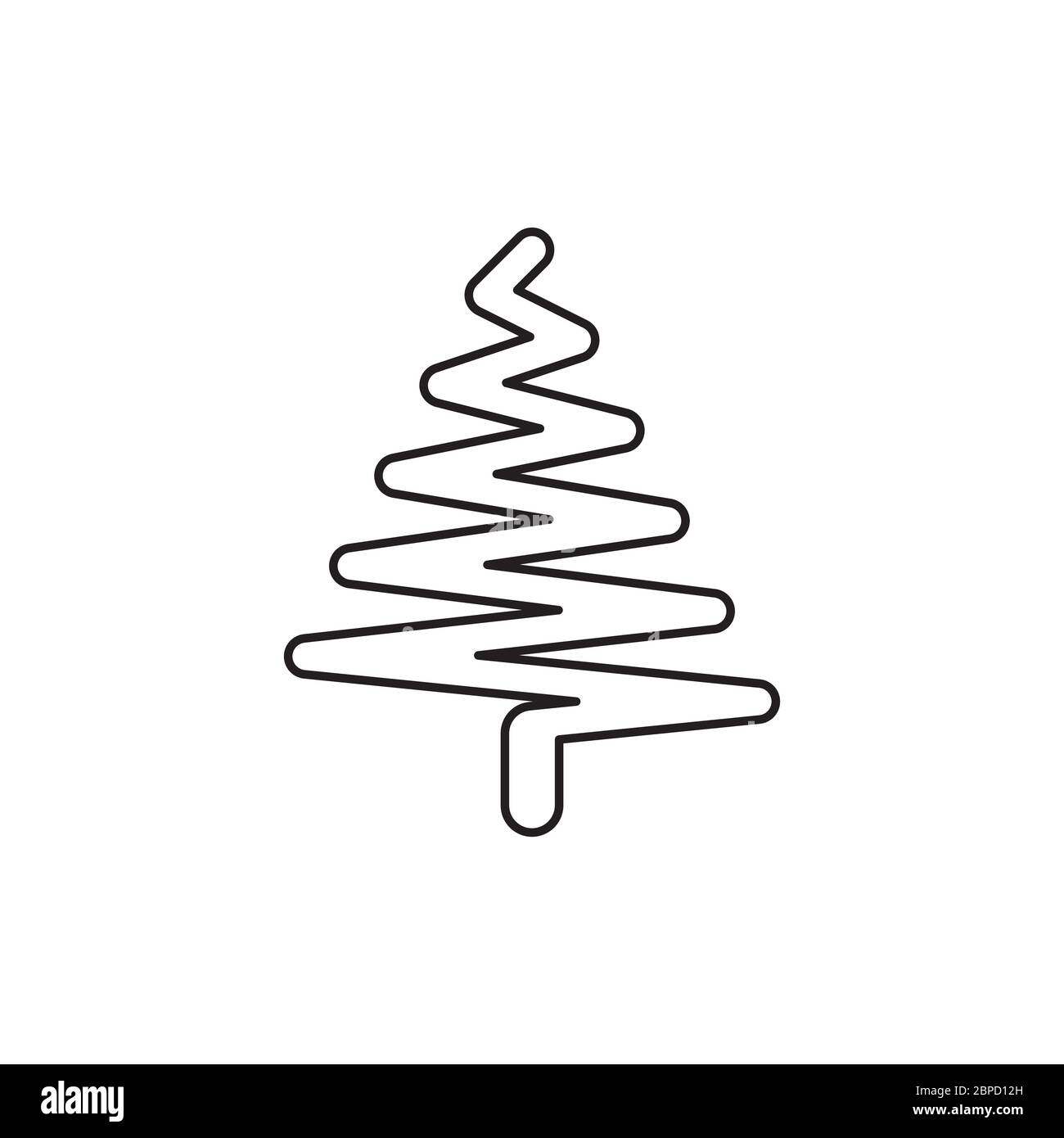 lines simple Christmas tree icon vector on white background Stock Vector