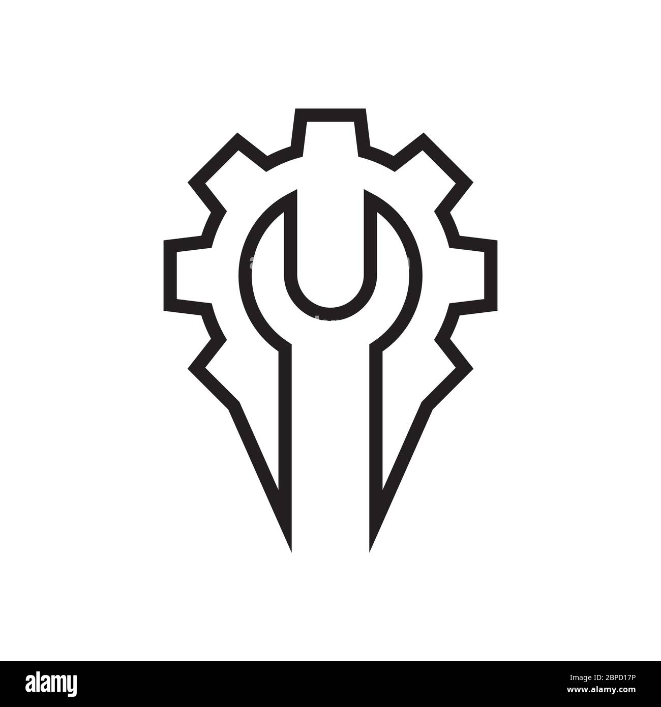 wrench gear lines logo. creative icon vector illustration. Stock Vector